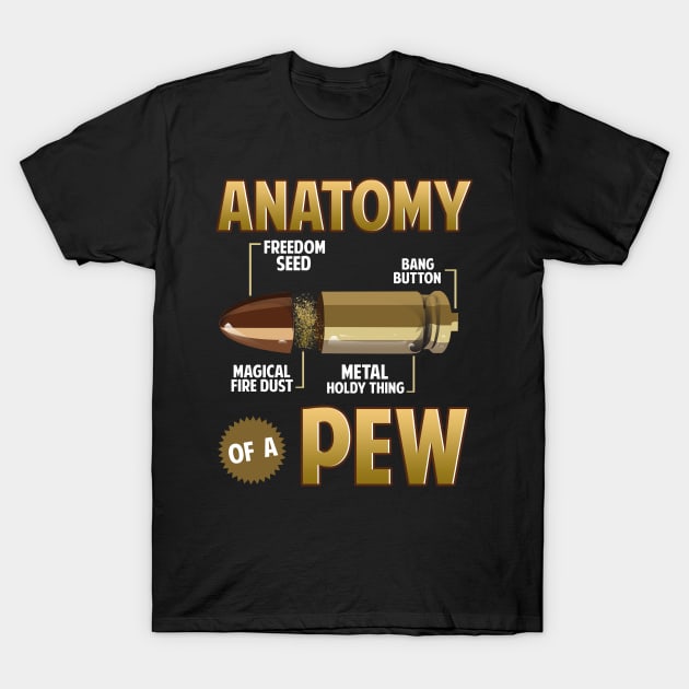 Anatomy Of A Pew Just The Tip Bullet Gift Funny Gun Lovers T-Shirt by Proficient Tees